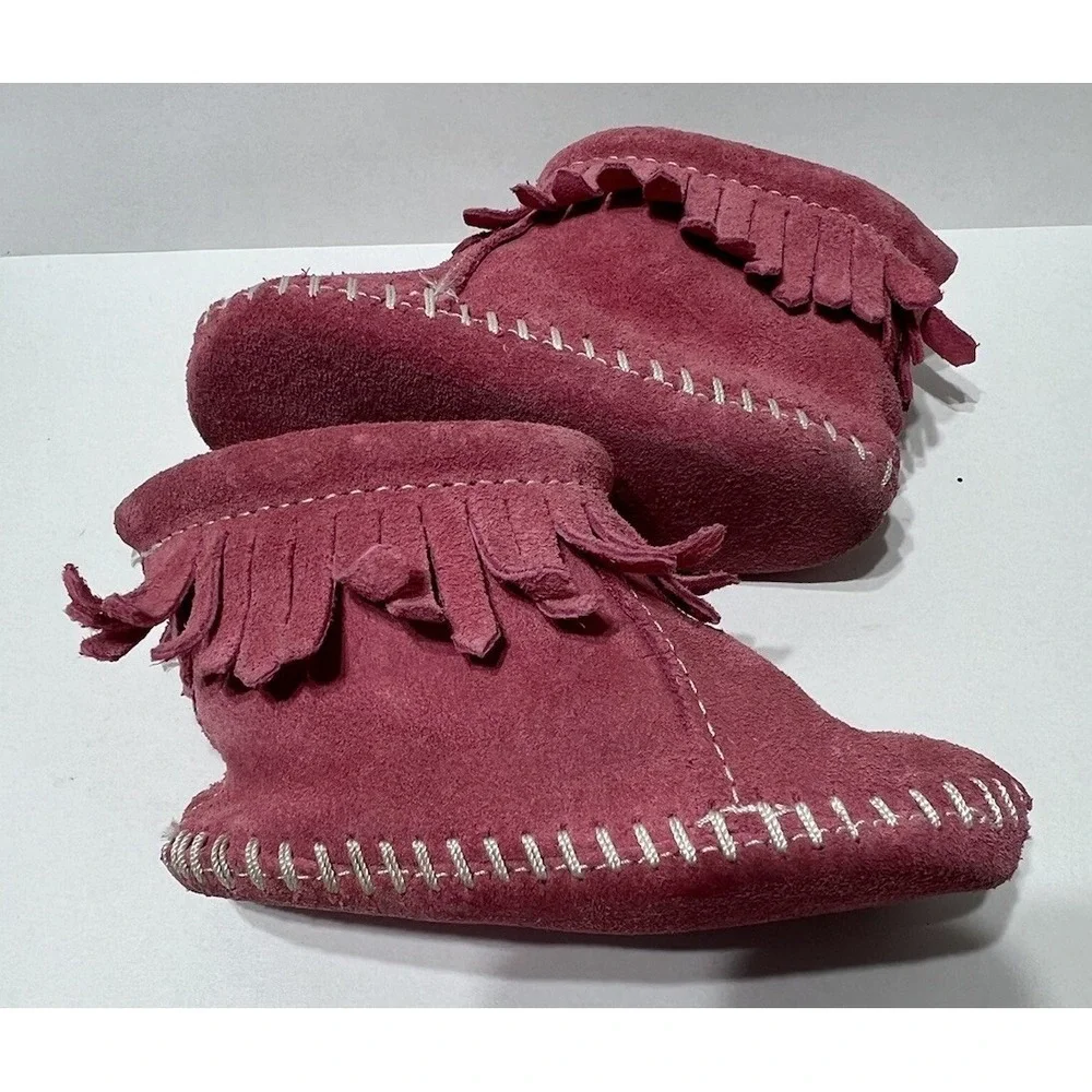 MINNETONKA Baby Toddler Size 3 PINK FRINGED ANKLE BOOTS Girls‎ Ankle Bootie